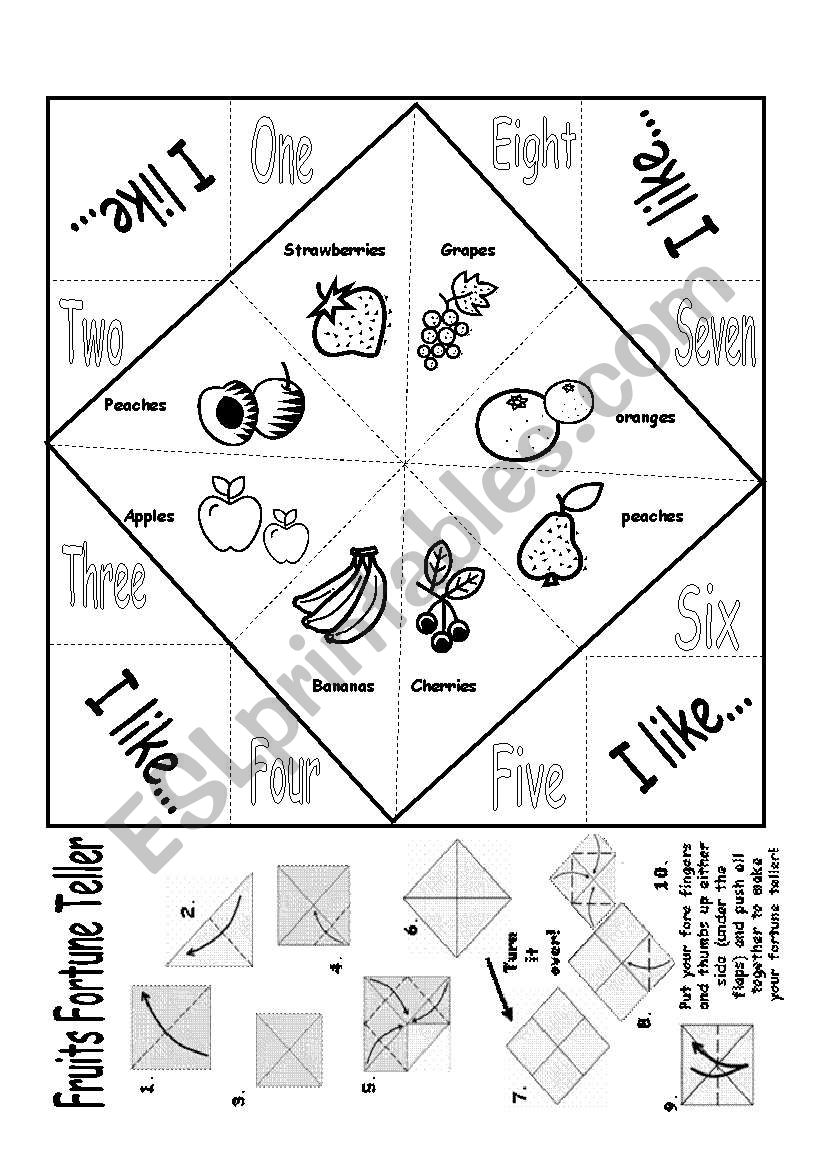 Fruits Fortune Teller worksheet