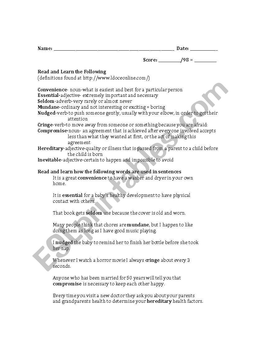 Advanced Vocabulary Builder Lesson Worksheets Quiz And Answers