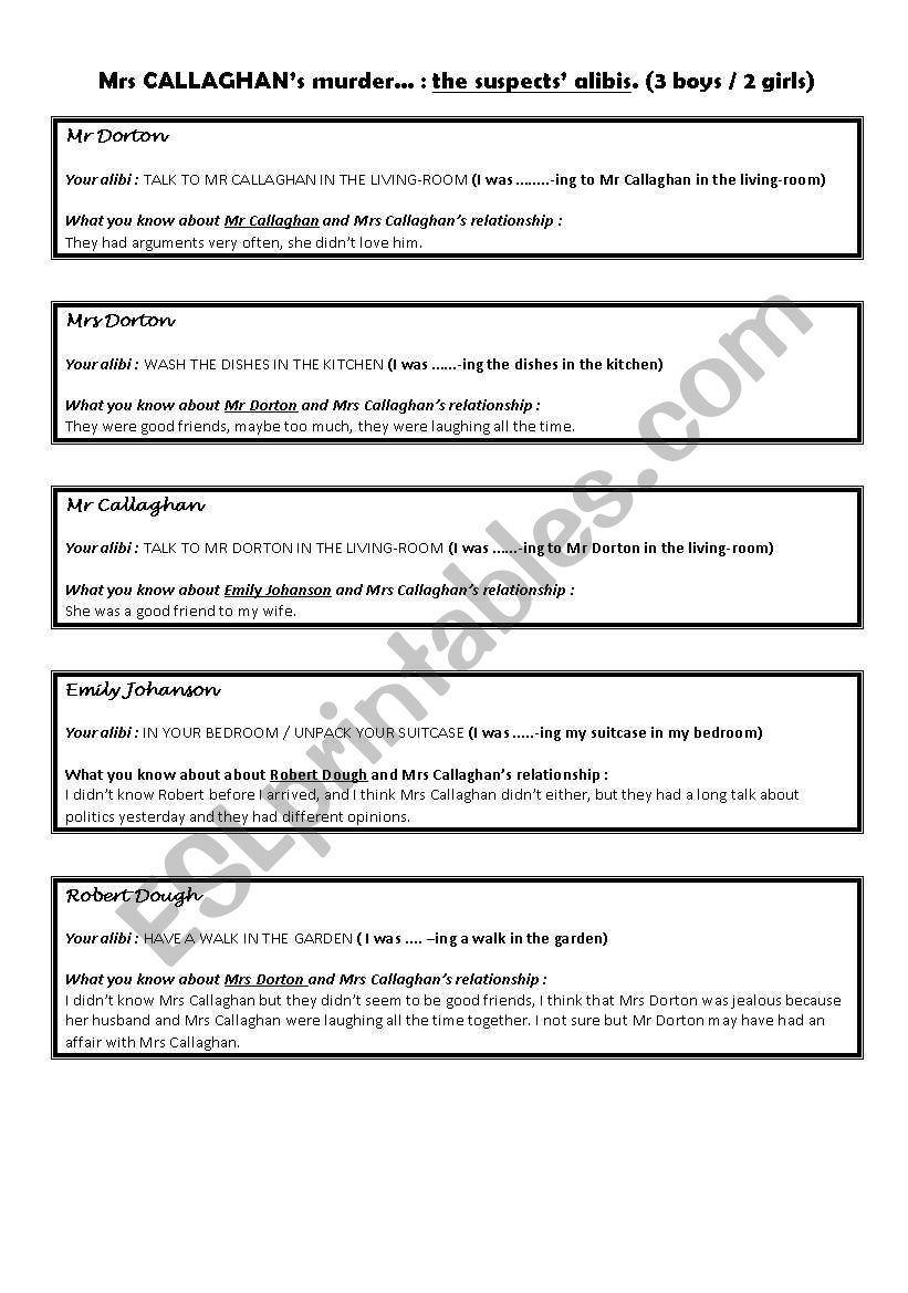 Alibis 3e worksheet