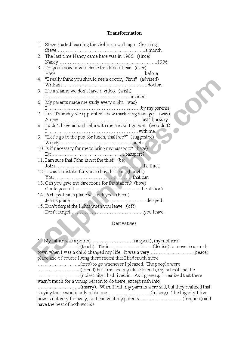 Transformation and word formation
