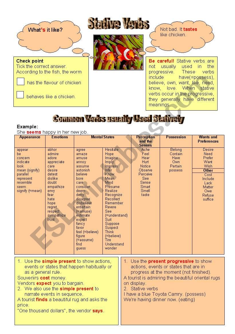 Stative verbs (grammar guide) 