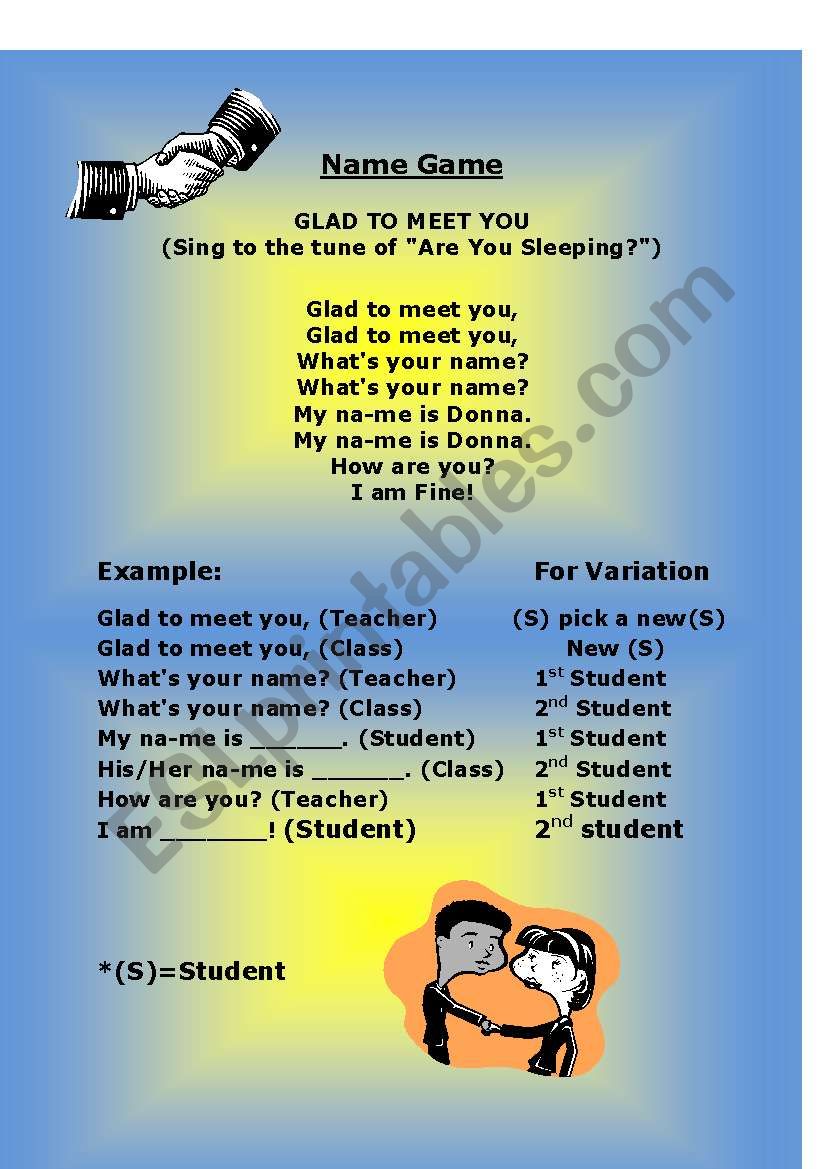 Name Game worksheet