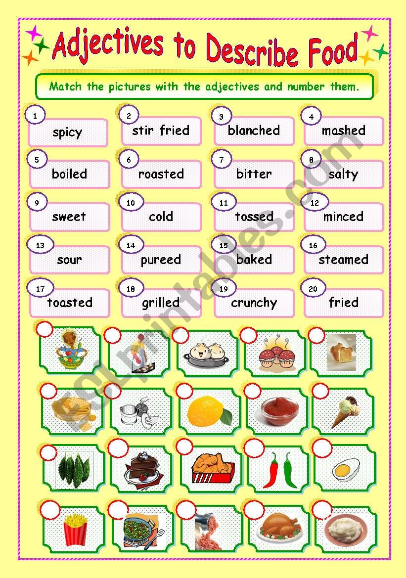 Adjectives to Describe Food (3/3) - Matching