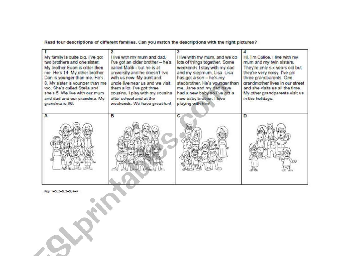 Family members worksheet
