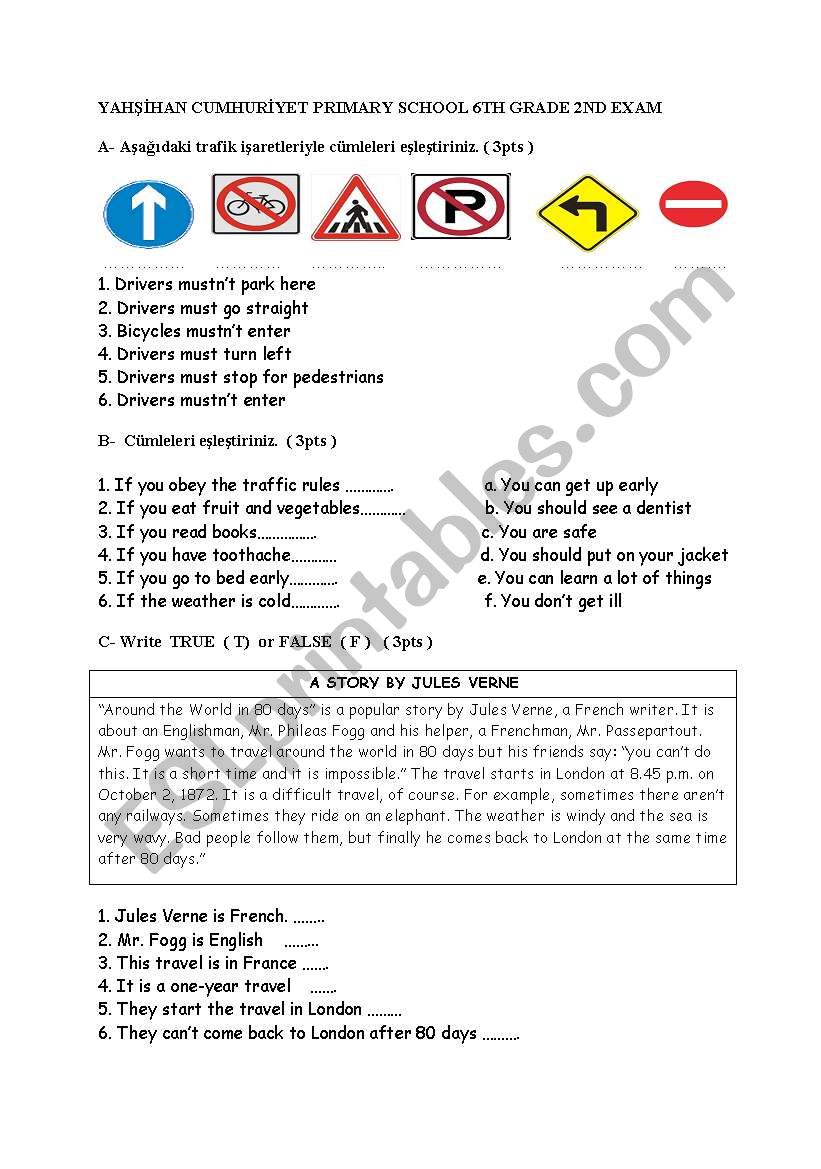 6th grade 2nd term 2nd exam for myenglish