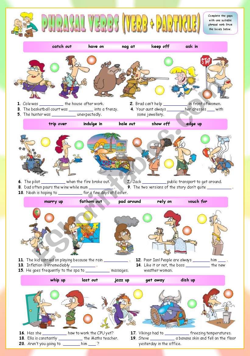 Phrasal Verbs (Thirteenth series). Exercises (Part 2/3). Key included!!!