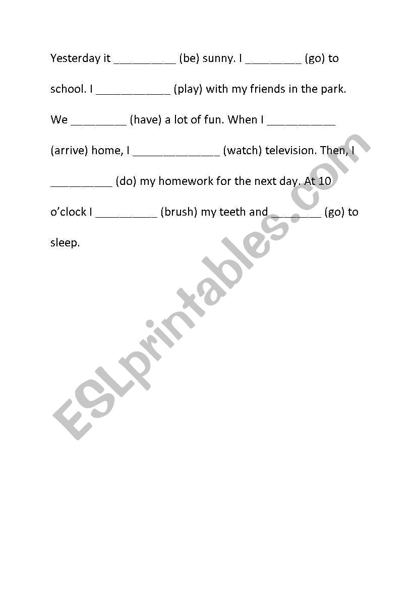 Past tense simple worksheet