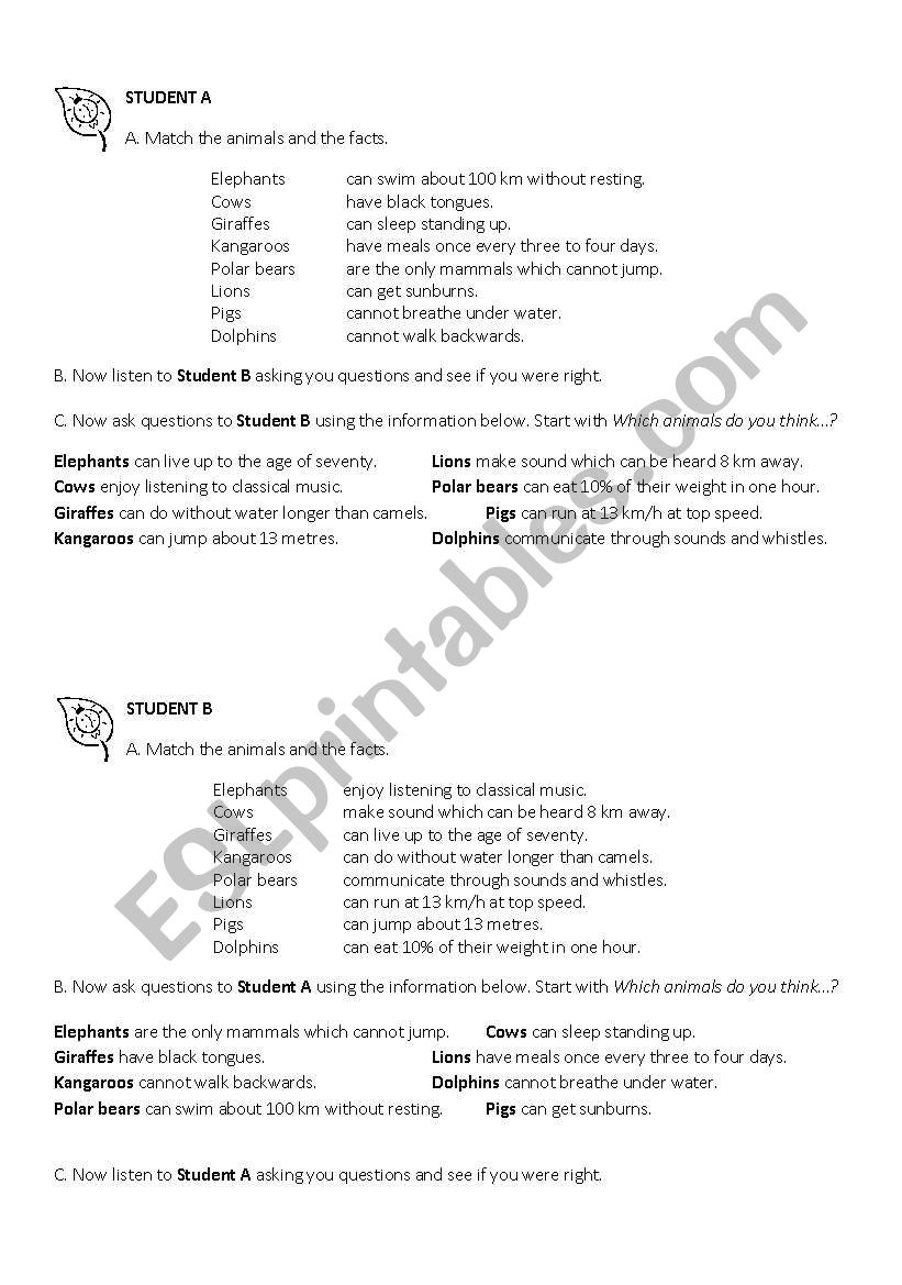 Animal Facts Quiz worksheet