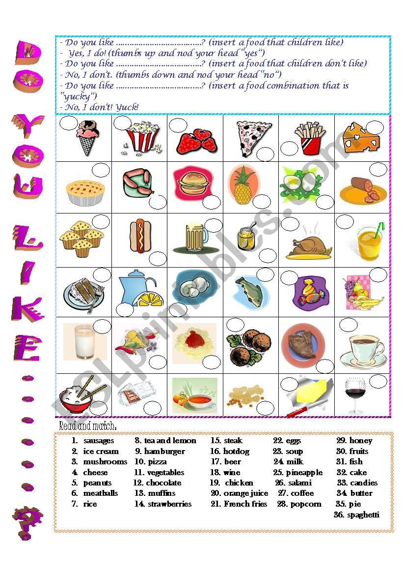 Do you like...? worksheet