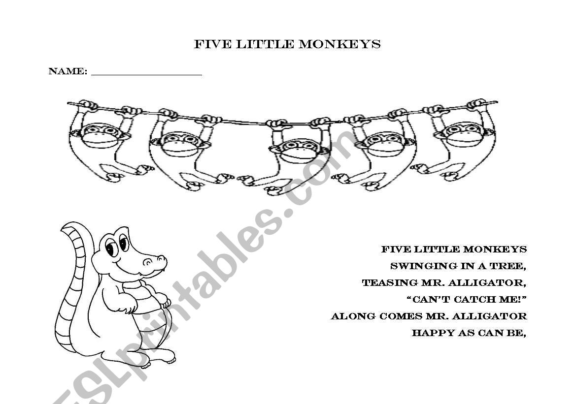 5 little monkeys worksheet