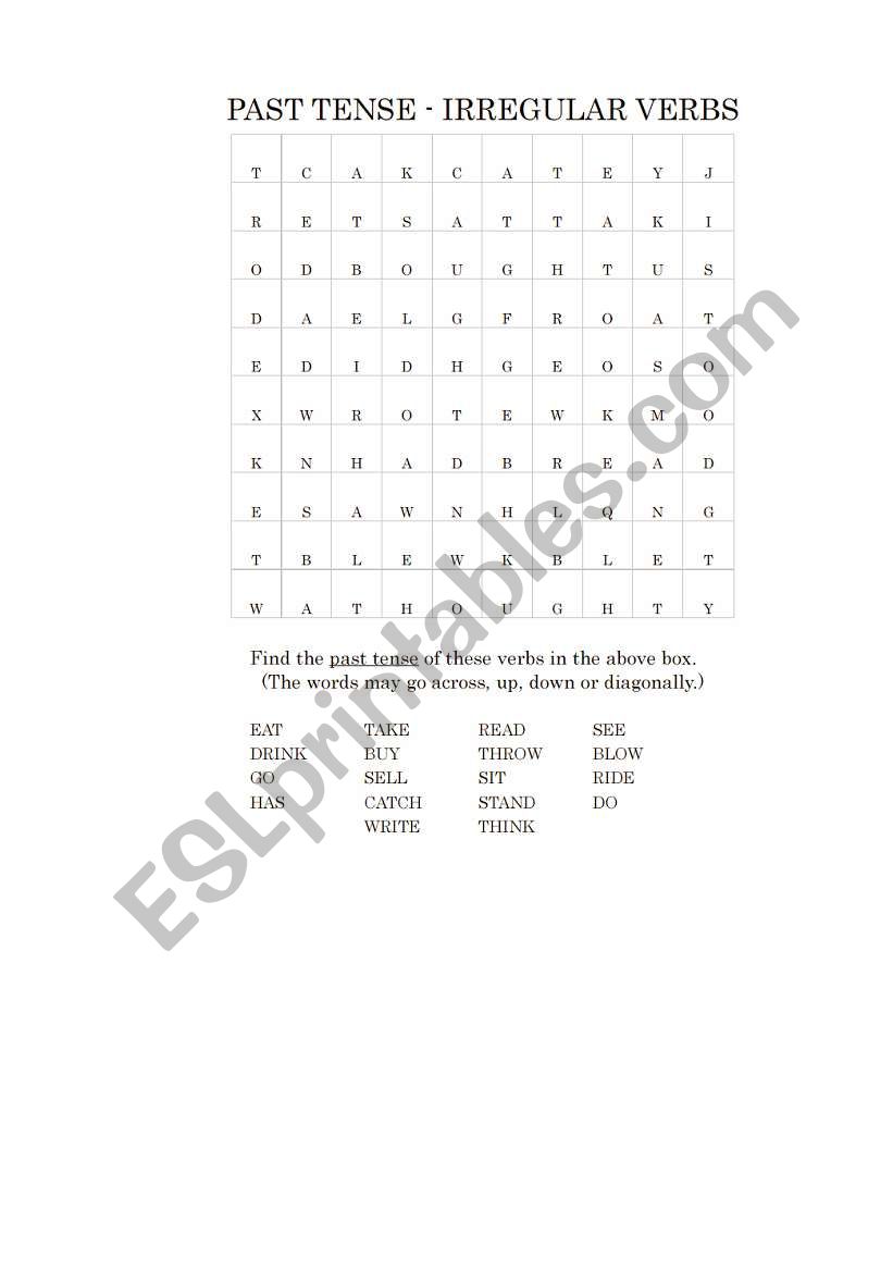 Past Tense - Irregular Verbs worksheet