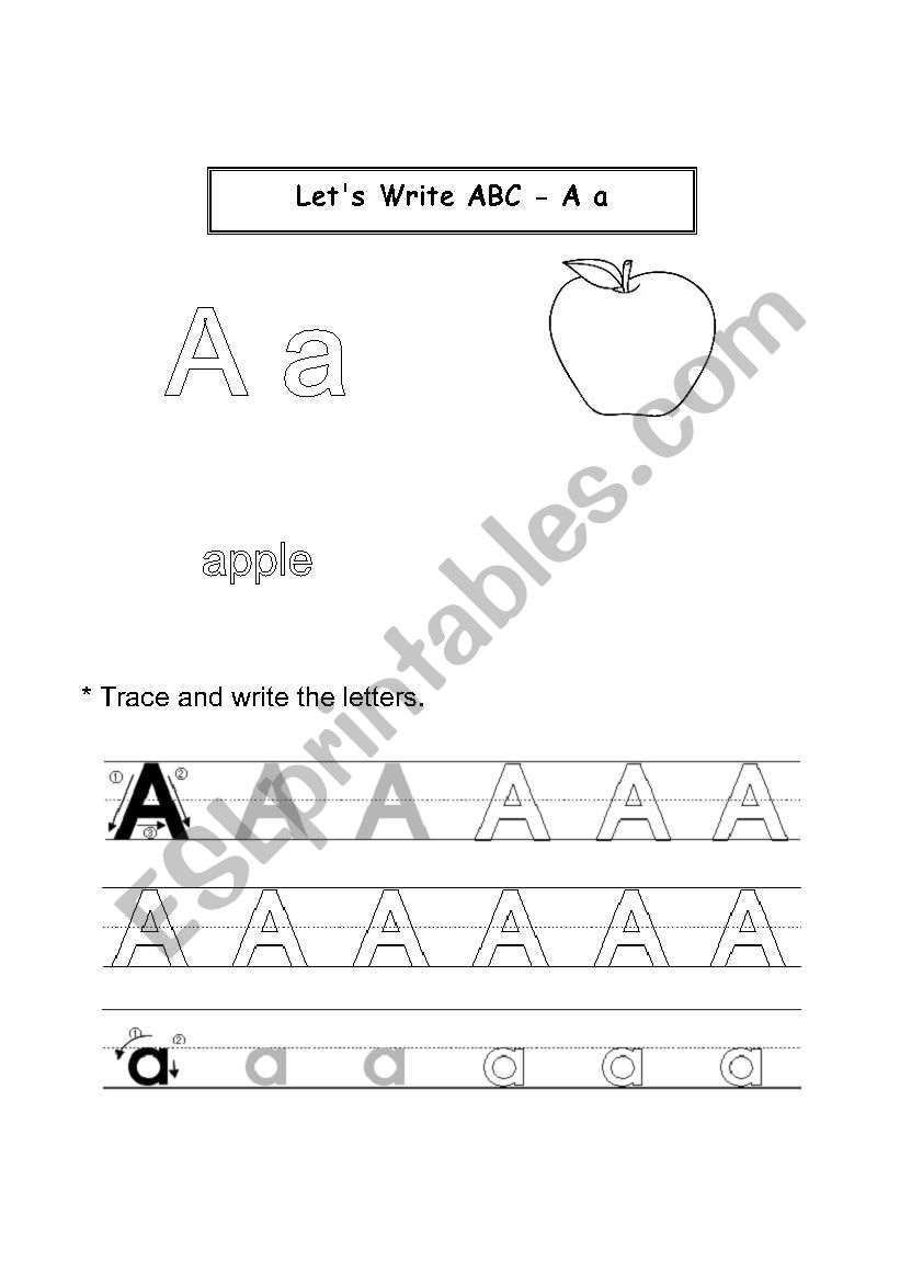alphabet A&a tracing worksheet