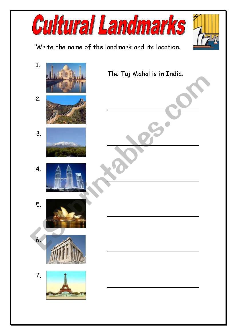 Cultural Landmarks (Worksheet)