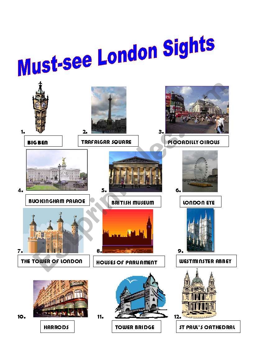 LONDON FAMOUS PLACES worksheet