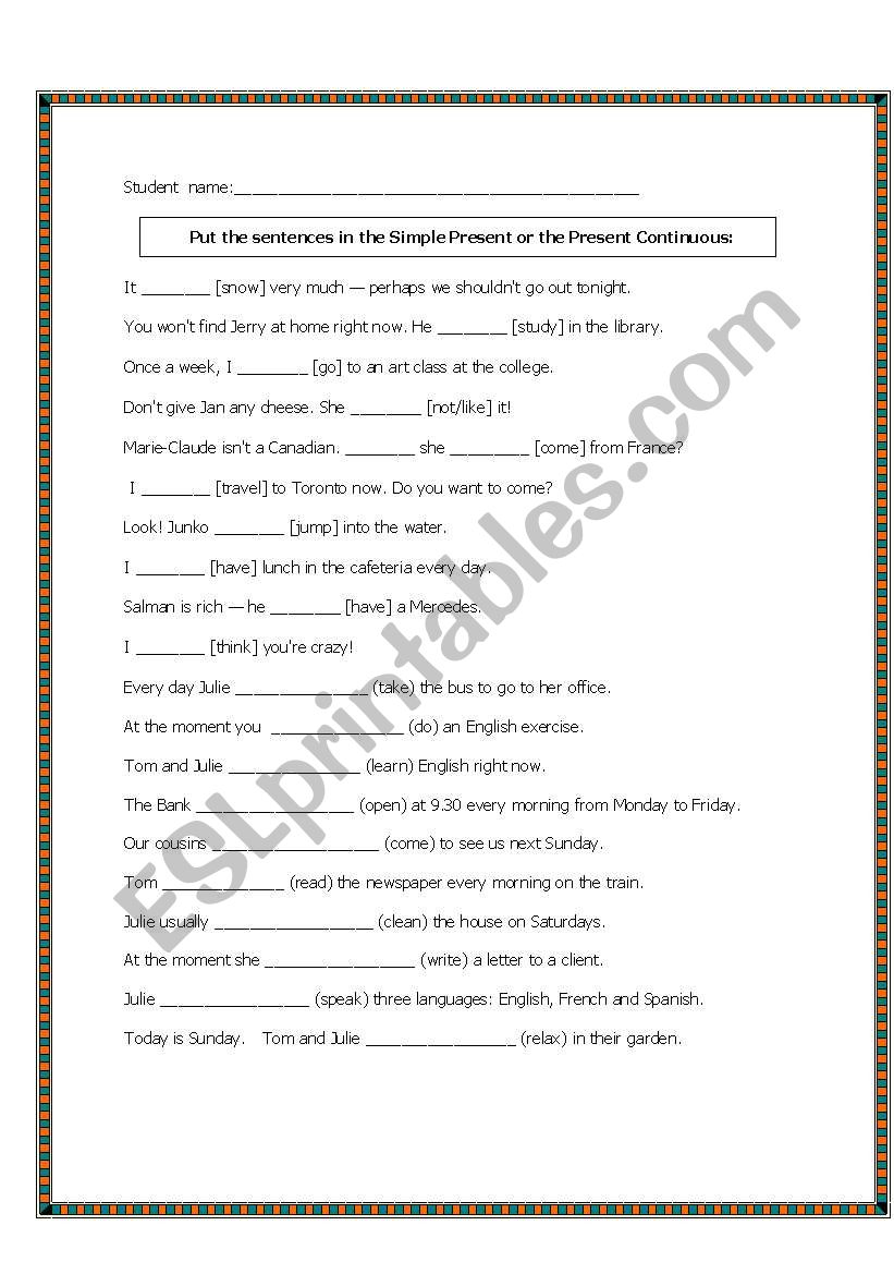 Simple Present and Present Continuous