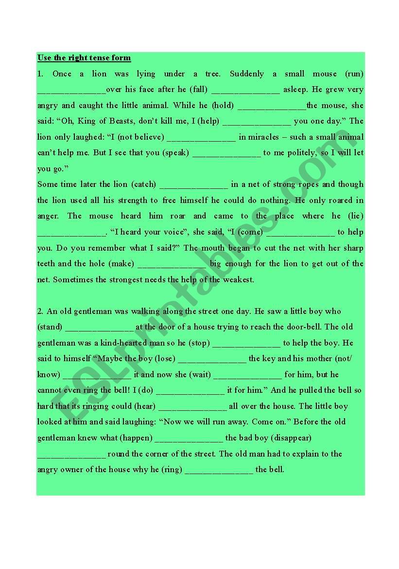 Tenses worksheet