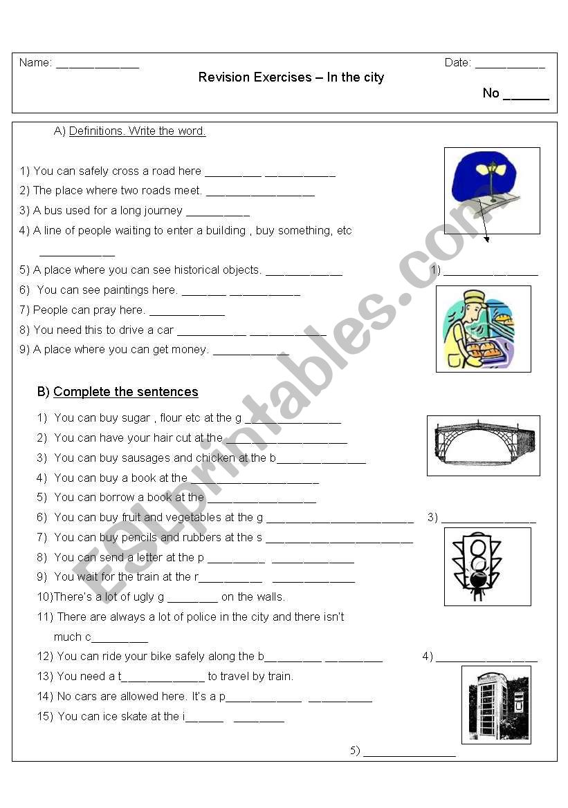 Vocabulary Check in the city  worksheet