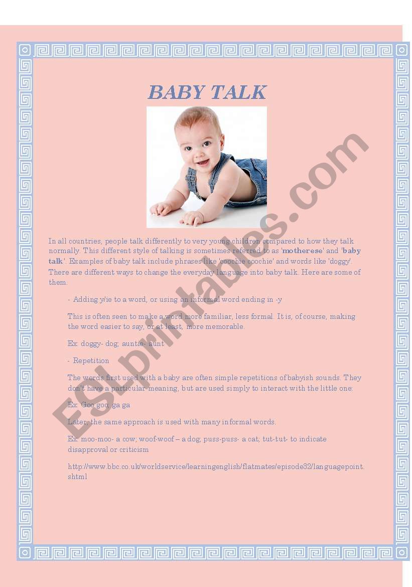baby talk worksheet