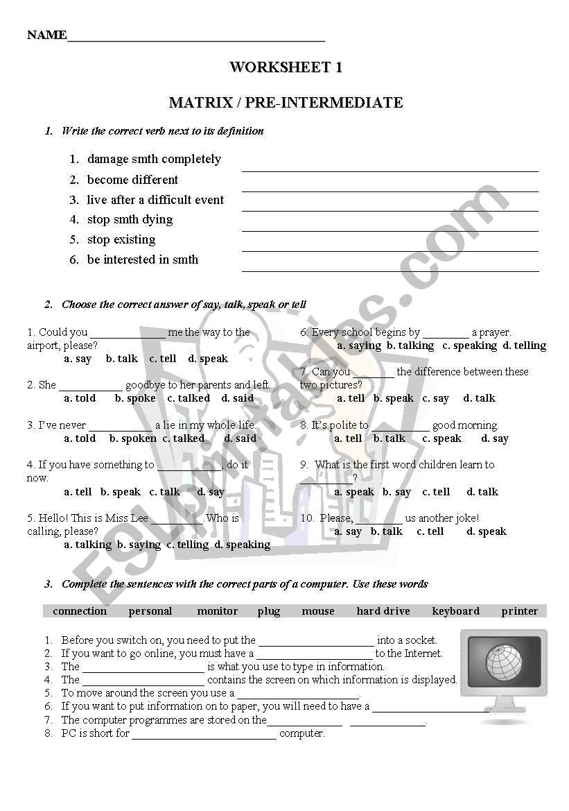 Revision worksheet