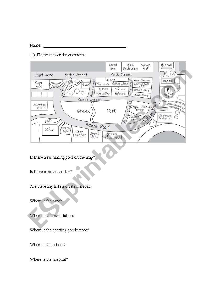 Places worksheet