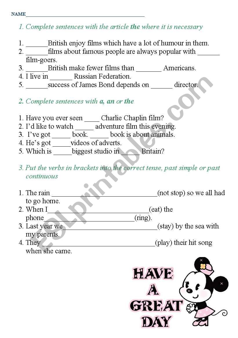 Do you like articles? worksheet