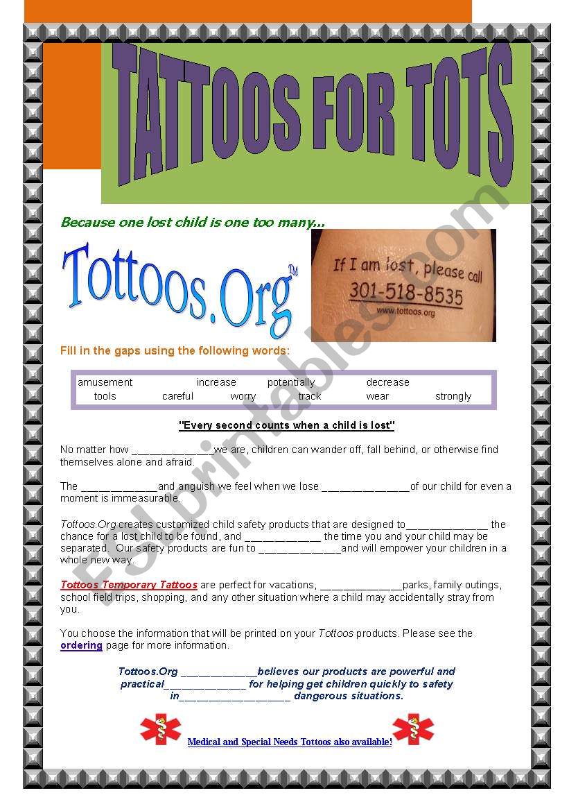 TATTOOS FOR CHILDREN? worksheet