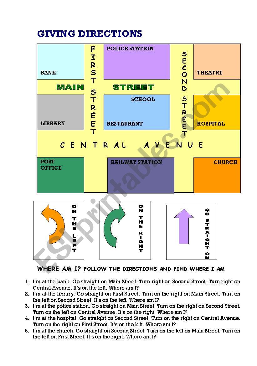 GIVING DIRECTIONS worksheet