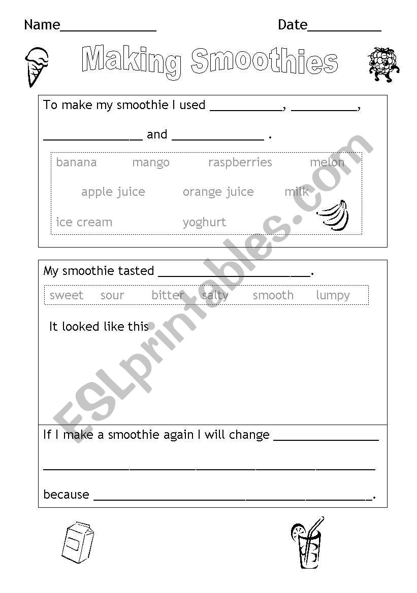 MAKING SMOOTHISS worksheet