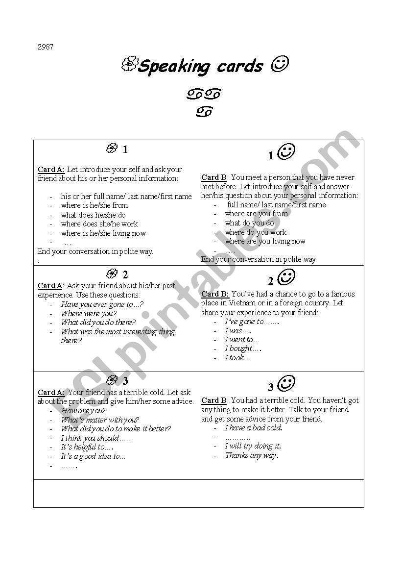 conversation worksheet