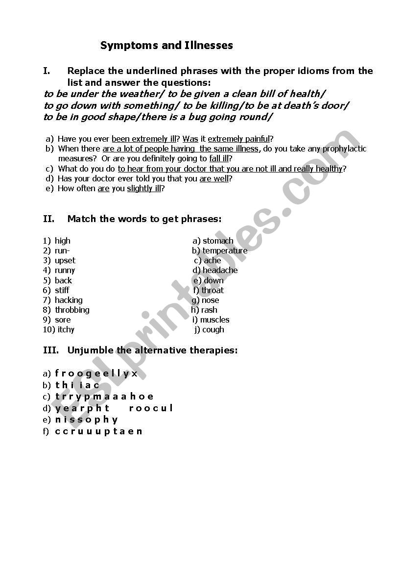 Symptoms_and_Illnesses worksheet