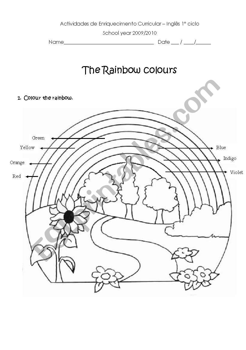 the colours of the rainbow worksheet