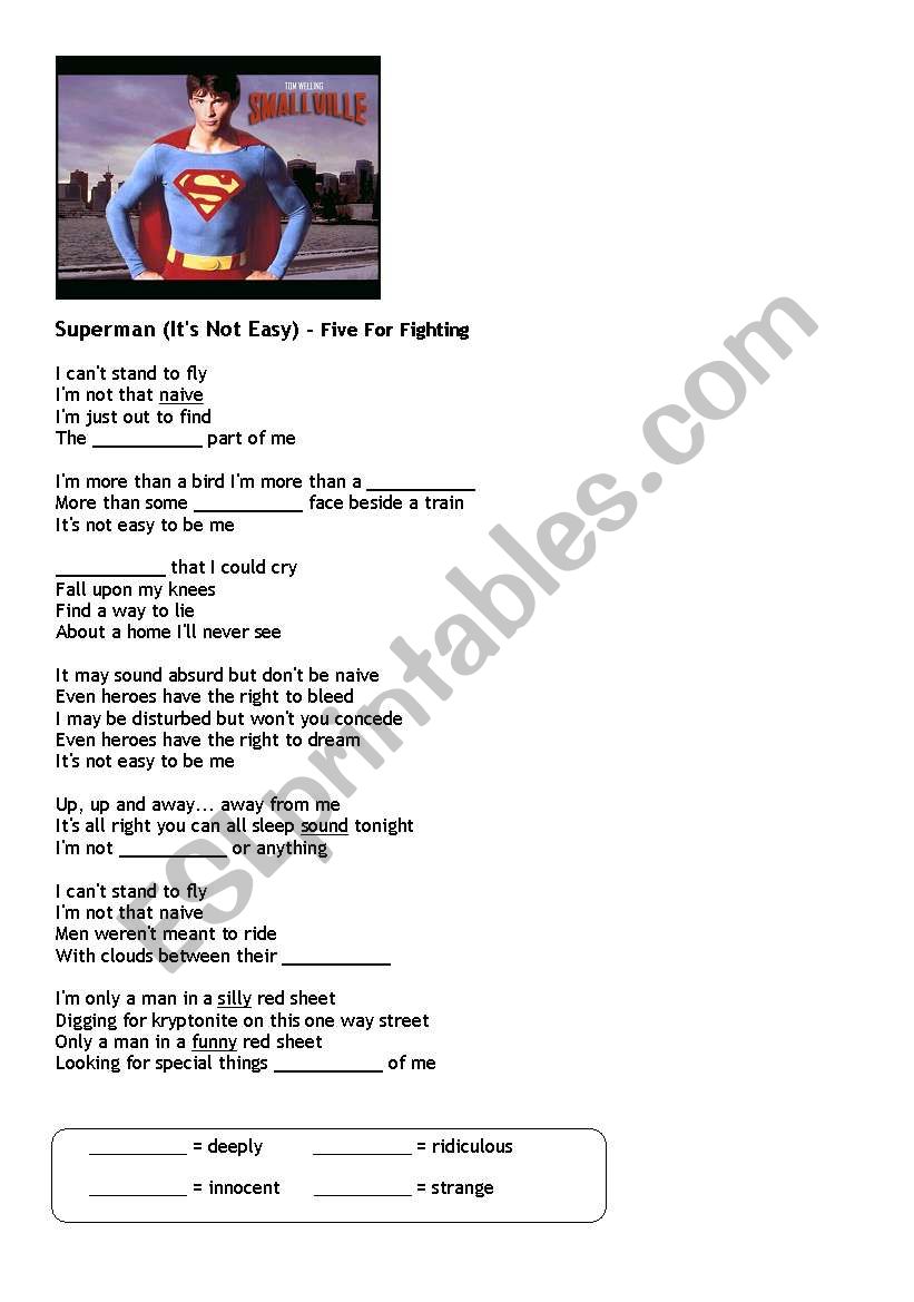 Superman worksheet