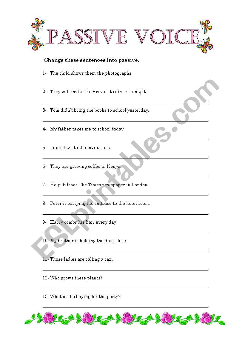 Passive voice worksheet