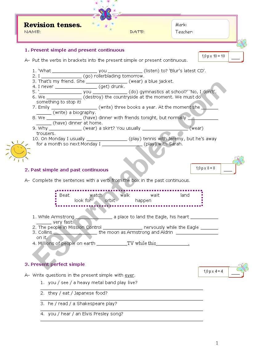 Present, past and future tenses