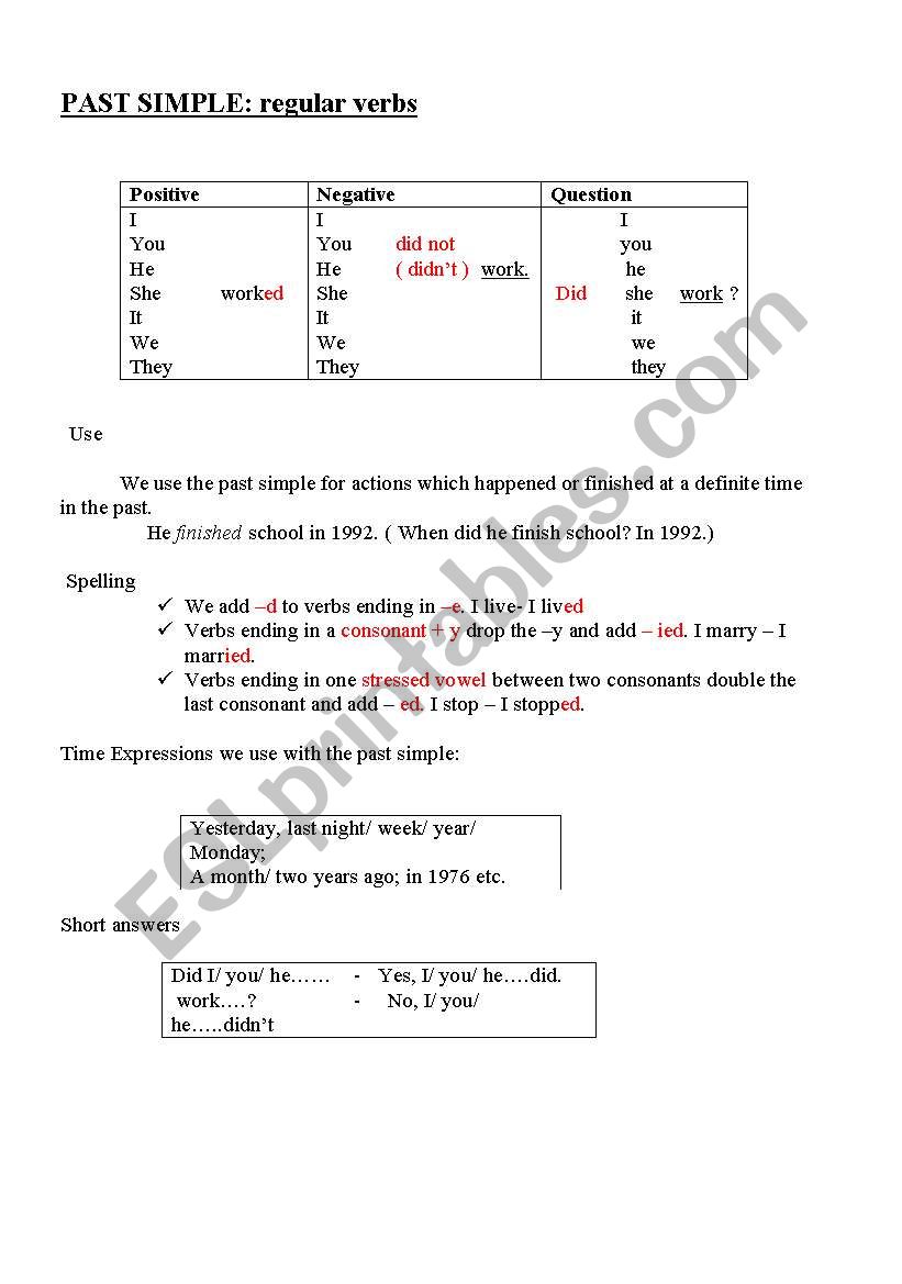 Past  Simple worksheet