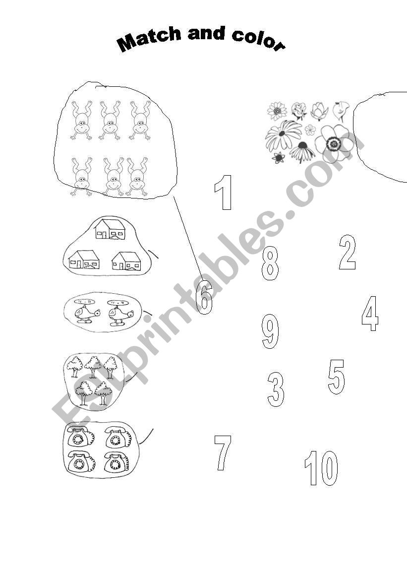 Match numbers and items worksheet