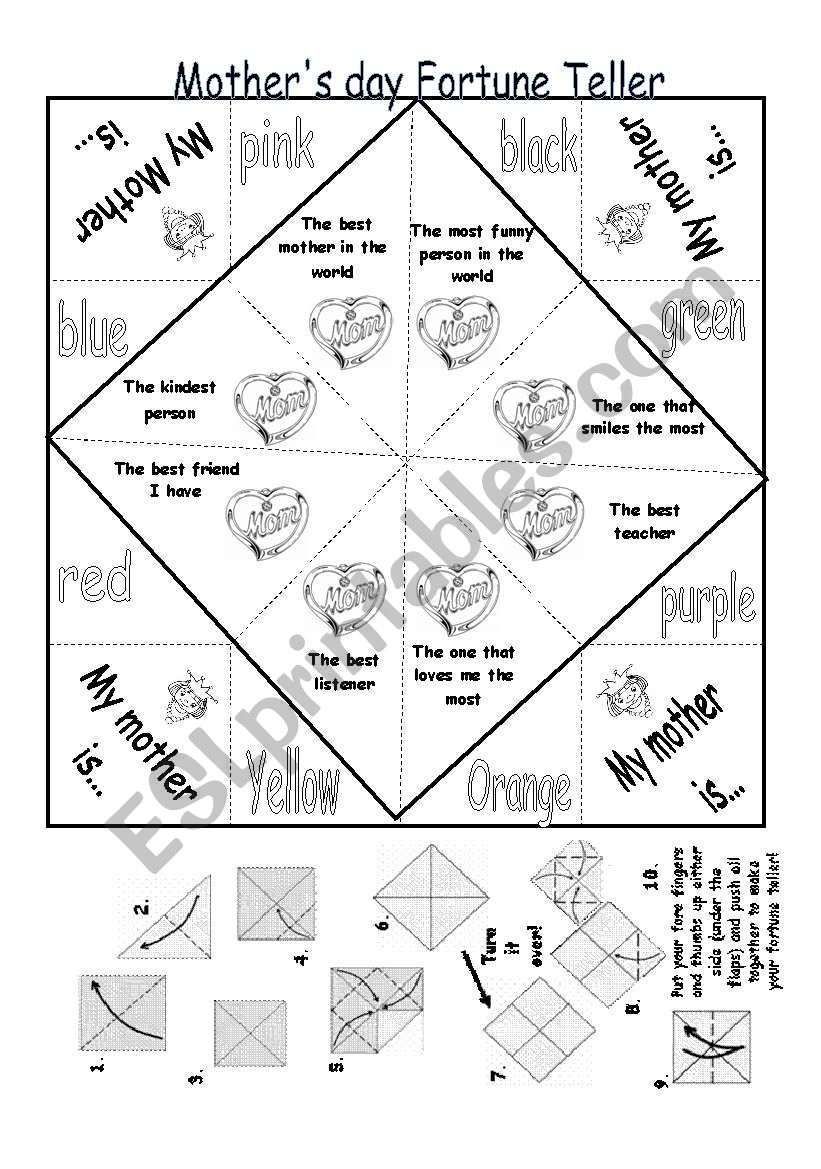 Mothers day- Fortune Teller worksheet