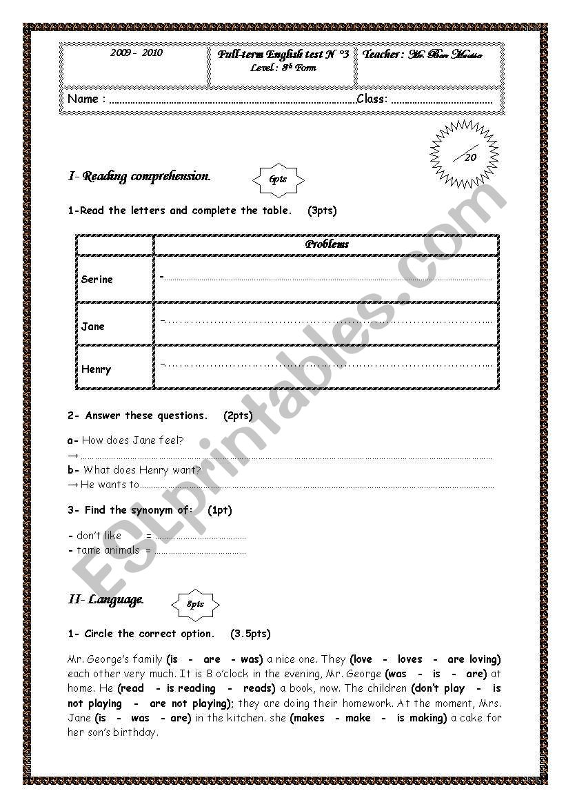 8 th year end term test no3. i have also uploaded the text