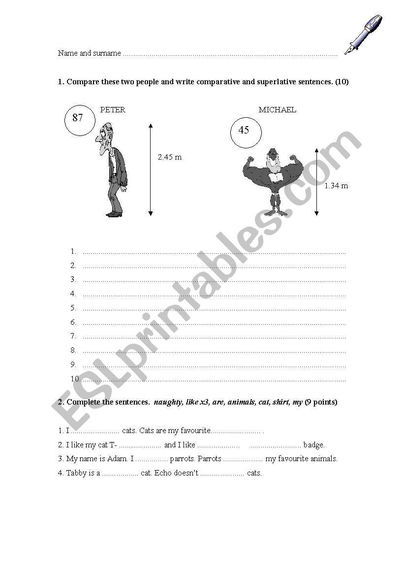 COMPARATIVES worksheet