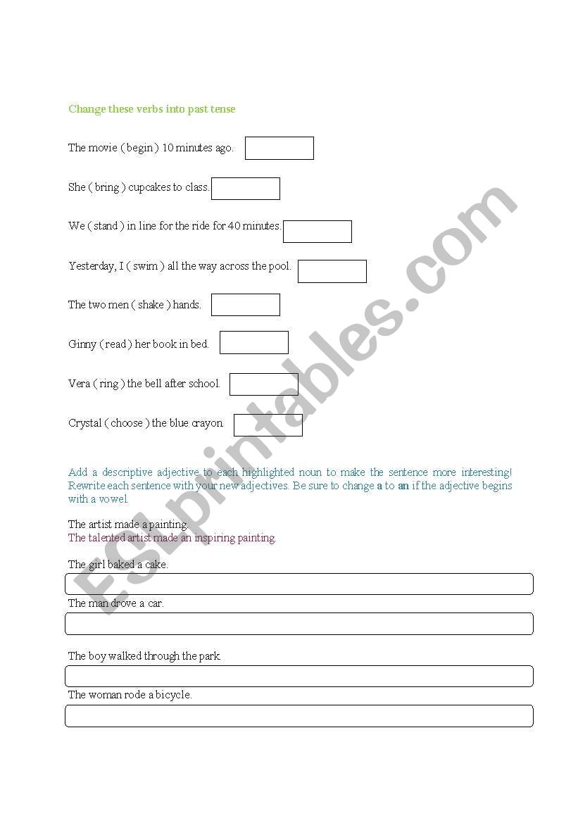 Past tense worksheet