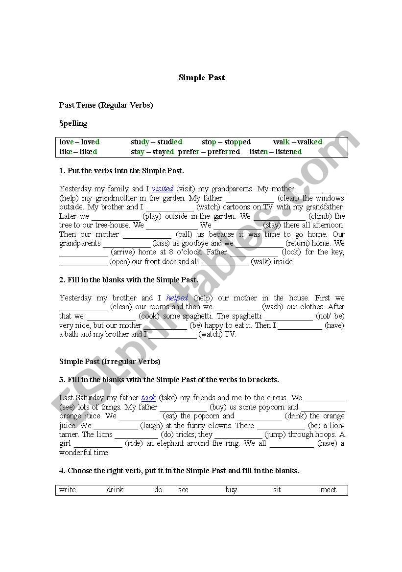 past simple worksheet