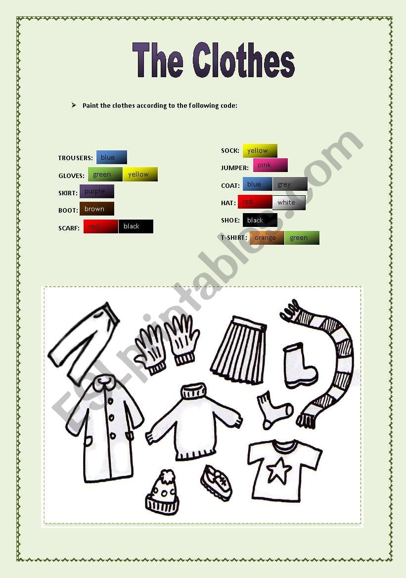 The clothes worksheet