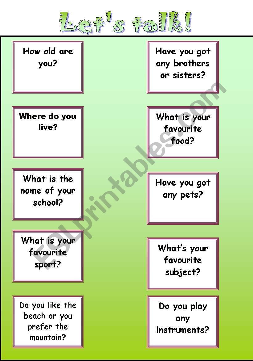 LetÂ´s talk worksheet