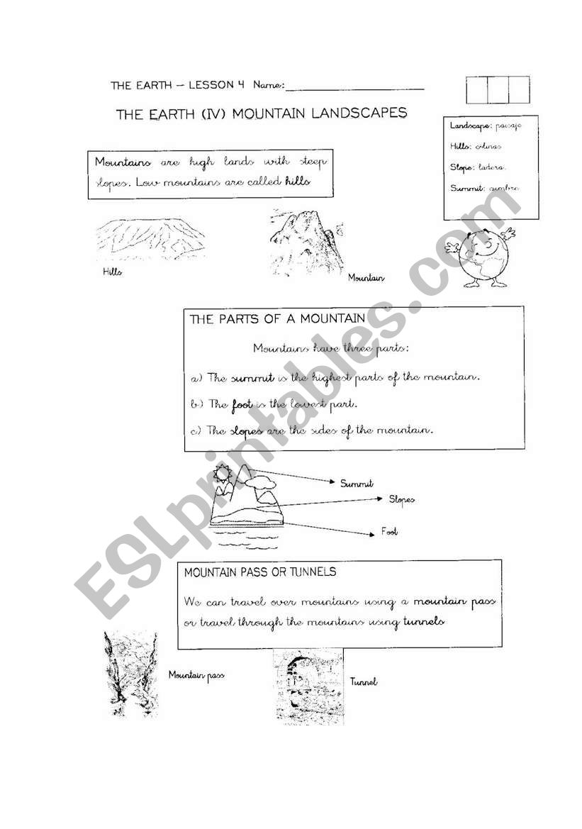 The landscape worksheet