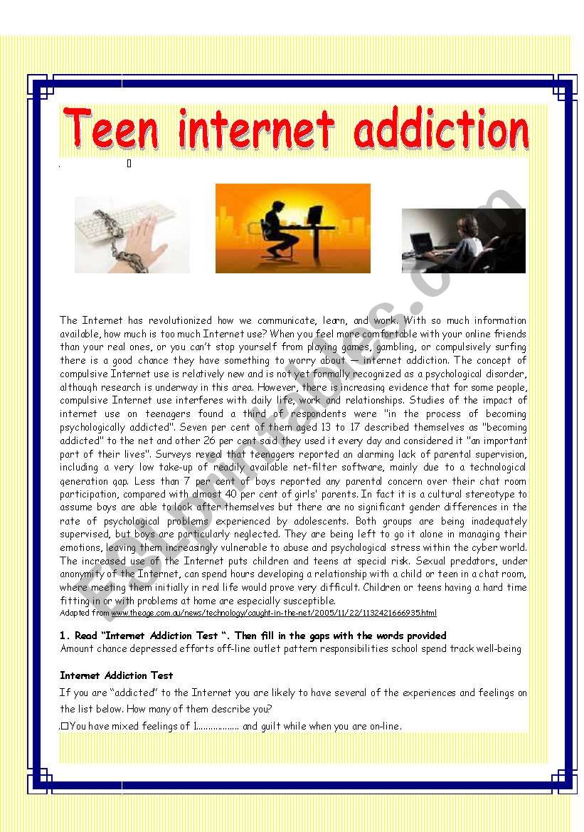 Teenagers at risk of internet addiction?