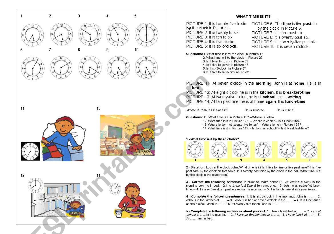 What time is it?  worksheet