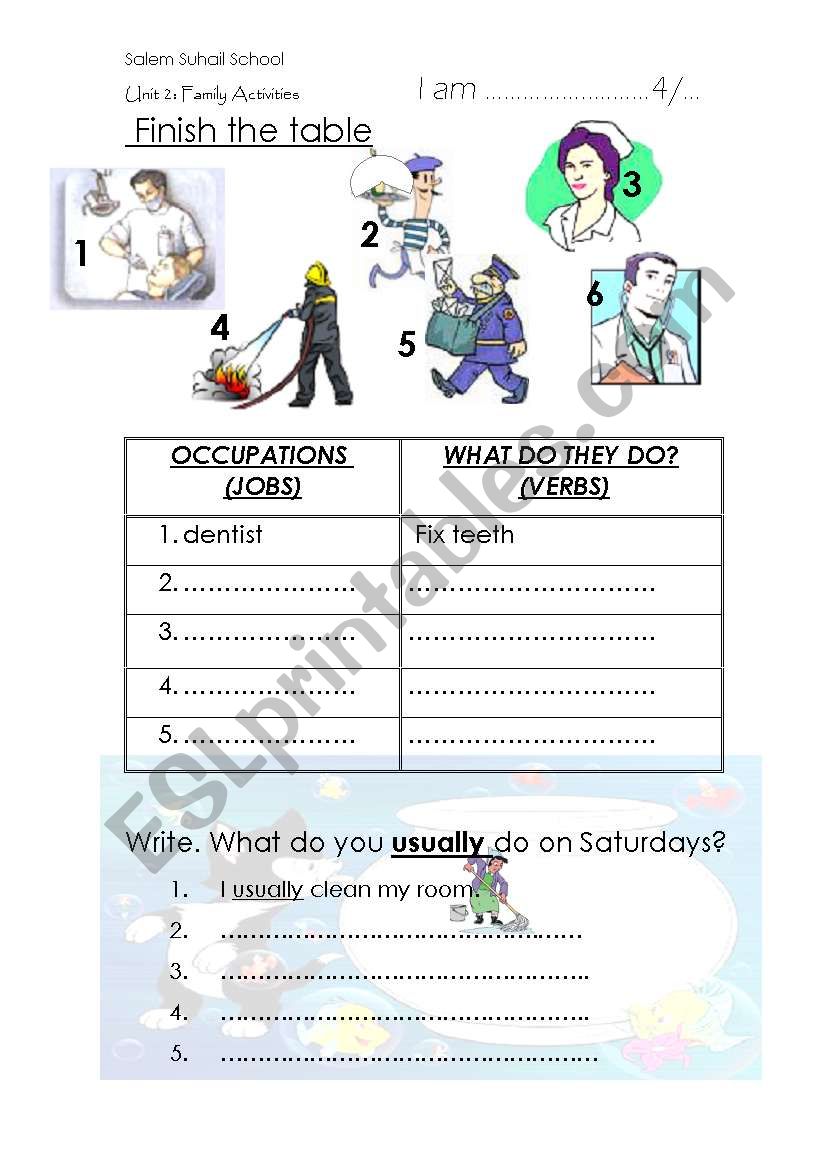 workers worksheet