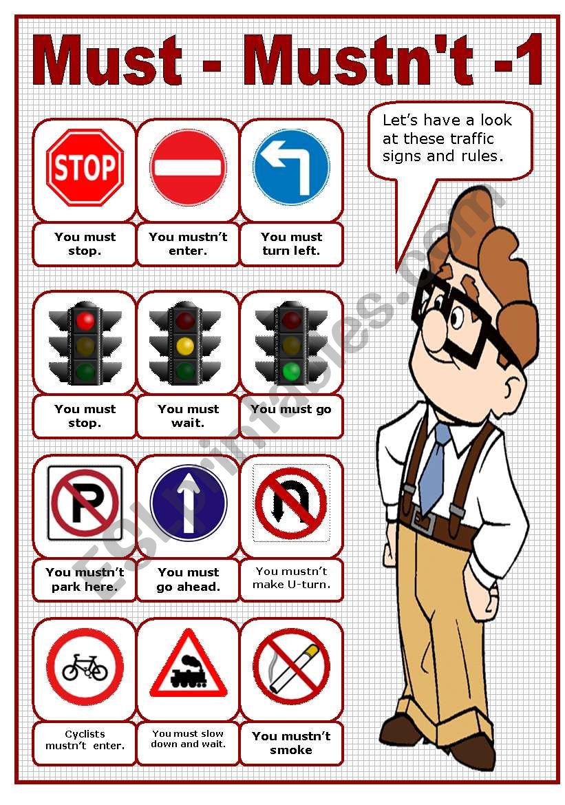 MUST - MUSTNÂ´T - 1 - TRAFFIC RULES POSTER (editable)