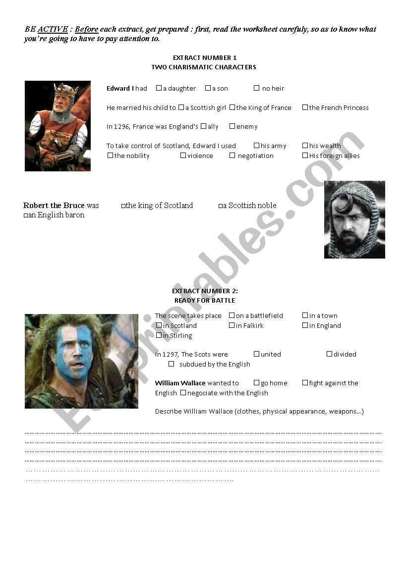 Braveheart worksheet