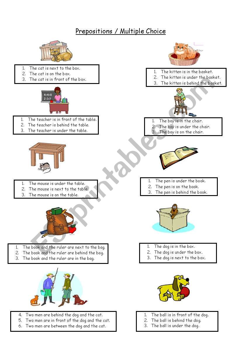 Prepositions of Place  - Multiple Choice